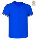 Short-sleeved T-shirt, V-neck, Italian tricolour on the bottom sleeve, color white JR989972.AZ