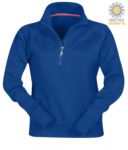 women short zip sweatshirt Royal Blue color customizable PAMIAMI+LADY.AZR