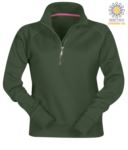 women short zip sweatshirt Green color customizable PAMIAMI+LADY.VE