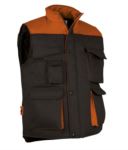 Polyester and cotton multi-pocket work vest, polyester padding. black / orange colour VATHUNDERGILET.NEA