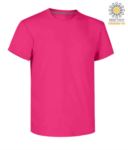 Man short sleeved crew neck cotton T-shirt, color  fuchsia PASUNSET.FUX