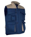 Polyester and cotton multi-pocket work vest, polyester padding. Navy blue / beige colour VATHUNDERGILET.BLB