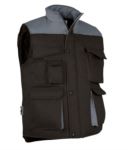 Polyester and cotton multi-pocket work vest, polyester padding. Navy blue / beige colour VATHUNDERGILET.NEG