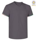 Men short sleeved T-shirt with three-coloured detail on cotton sleeve bottom, color koenigsblau JR989976.GRS