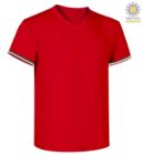 Men short sleeved T-shirt with three-coloured detail on cotton sleeve bottom, color koenigsblau JR989974.RO