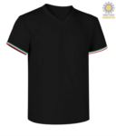 Men short sleeved T-shirt with three-coloured detail on cotton sleeve bottom, color koenigsblau JR989973.NE