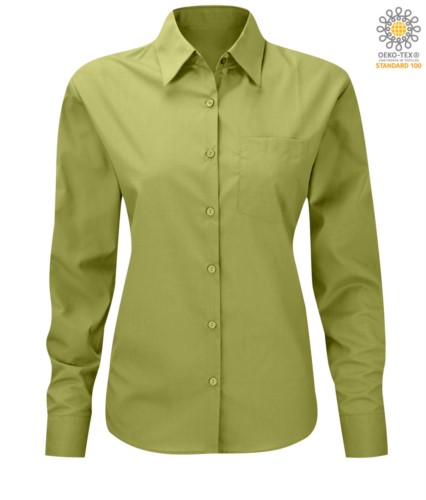 women long sleeved shirt for work uniform Lime color