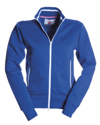 woman work sweatshirt with long zip blue color 