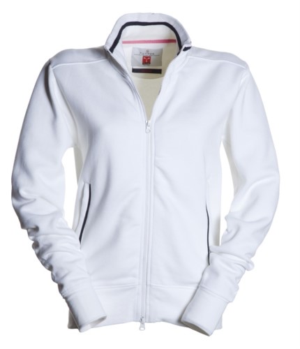 woman work sweatshirt with long zip White color 