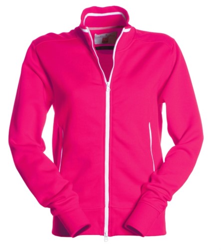 woman work sweatshirt with long zip Fuchsia color 