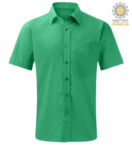 men short sleeved shirt polyester and cotton Green color