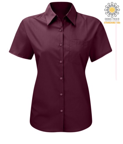 women shirt with short sleeves for work wine