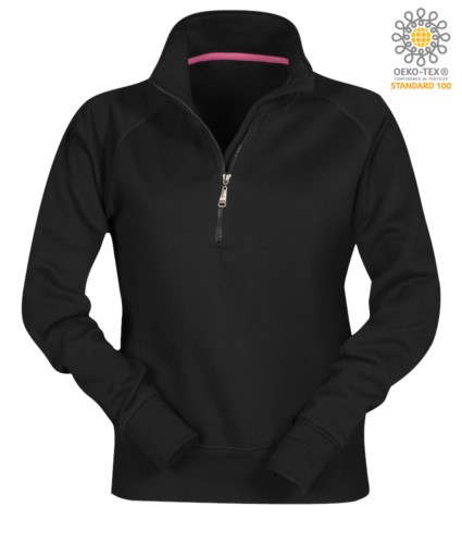 women short zip sweatshirt Black color customizable