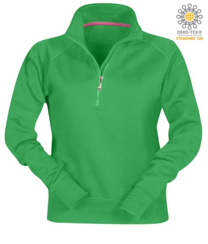 women short zip sweatshirt Jelly Green color customizable