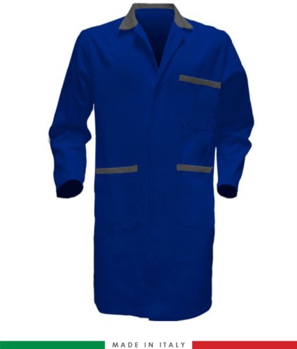 men work gown  Royal Blue / Grey 100% cotton